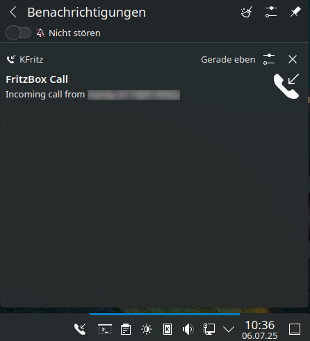 KFritz Systemabschnitt Kontrollleiste