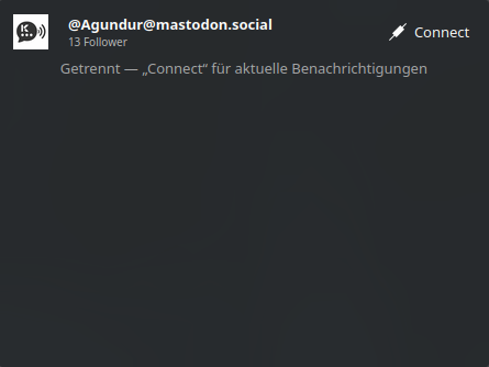 KToot Popup: Mastodon-Account mit Follower-Zahl und letzter Benachrichtigung